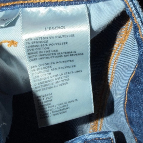 L'AGENCE Blue Flare Raw Hem Crop Jeans 24 - Picture 6 of 6